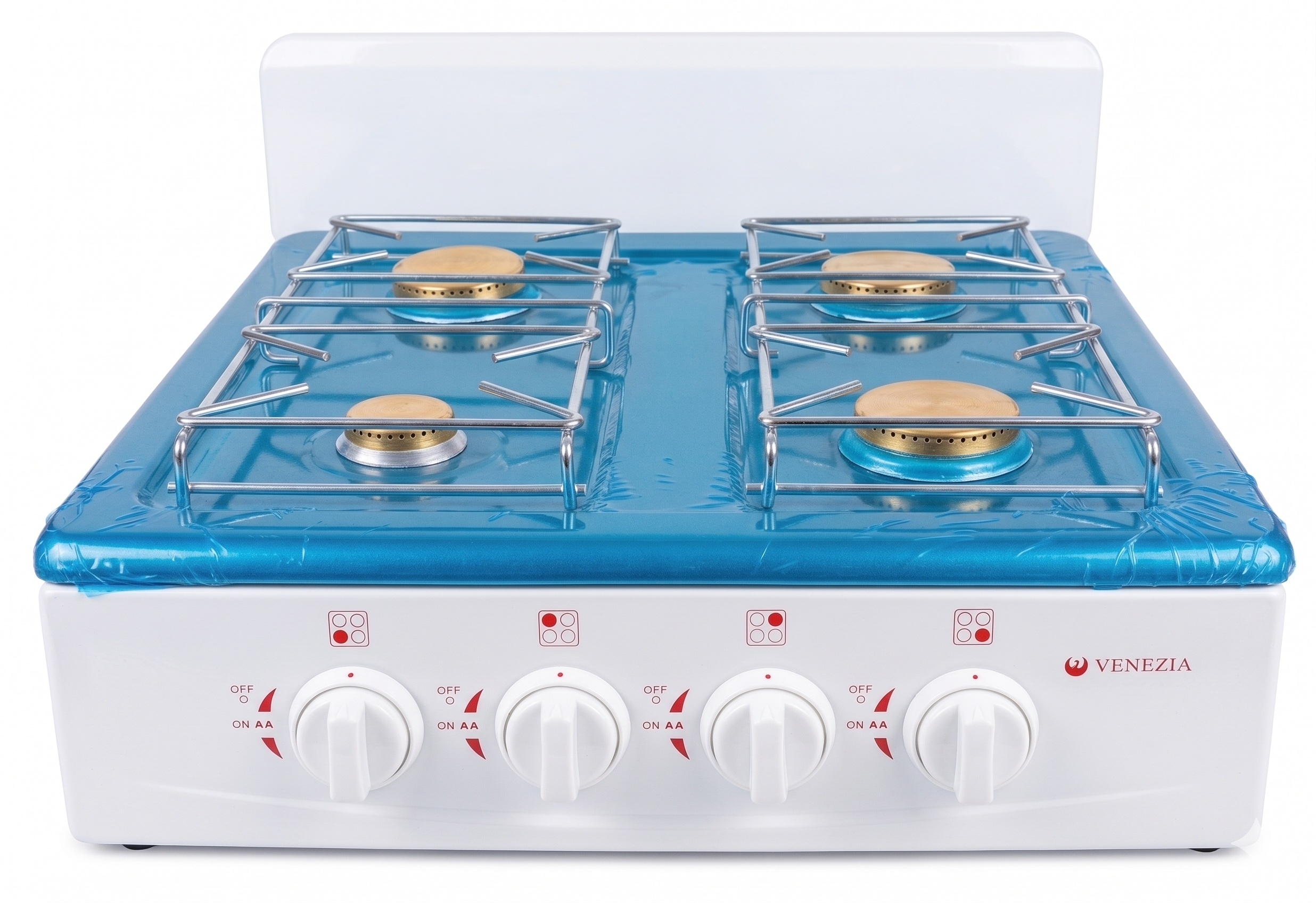 Cocina 4 Quemadores a Gas Cubierta Acero/Inox Venezia