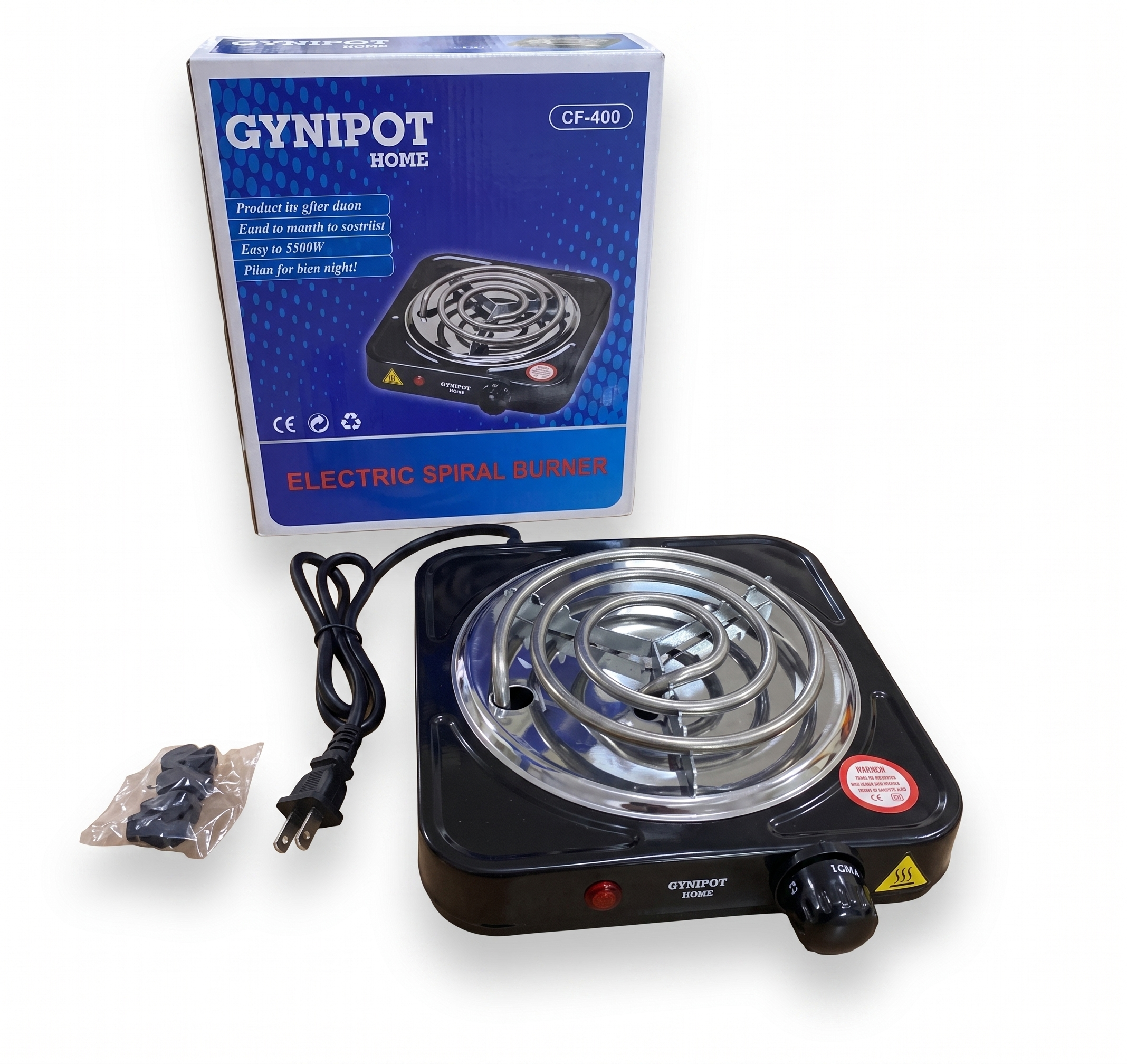 Cocina Eléctrica 1 Hornilla Negra Gynipot